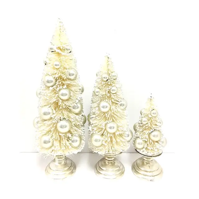 Christmas bottle brush tree with ornaments decoration