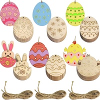 Ornements en bois d'œuf faits à la main, lot de 50, découpes en bois naturel non fini, peinture DIY, artisanat de Pâques pour enfants