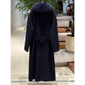 <span class=keywords><strong>Manteau</strong></span> d'hiver en laine pour <span class=keywords><strong>femme</strong></span> <span class=keywords><strong>bleu</strong></span> <span class=keywords><strong>marine</strong></span>, style européen, avec grand col en vraie fourrure de renard, <span class=keywords><strong>long</strong></span> <span class=keywords><strong>manteau</strong></span> en cachemire double face pour <span class=keywords><strong>femme</strong></span> - Product Image 3