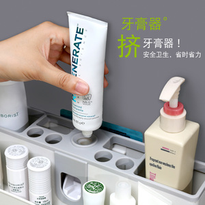 Toothbrush <b>Holder</b> Bathroom Storage Suction Cup Mount <b>Toothpaste</b> Organizer With Cups For Sink Area - Product Image 4