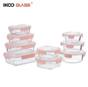 IKOO mikrodalga güvenli 18 adet set yüksek kaliteli cam bento yemek kabı seti