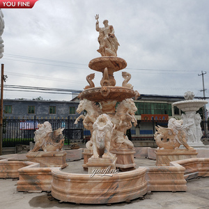<span class=keywords><strong>Fontaine</strong></span> en marbre beige sculptée à la main YOUFINE avec colonnes en spirale et bassin à quatre feuilles <span class=keywords><strong>pour</strong></span> jardin de villa de luxe - Product Image 6