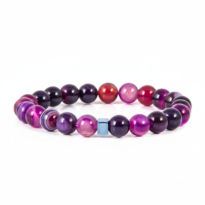 สร้อยข้อมือลูกปัดหินคาร์เนเลียนสีม่วงธรรมชาติ - Product Image 4
