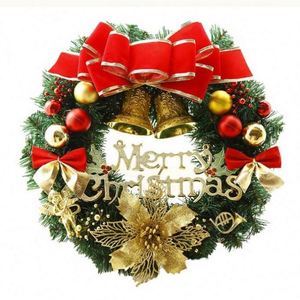 Couronne de Noël artificielle OEM à prix abordable avec boules et nœuds pour décorations de porte - Product Image 2