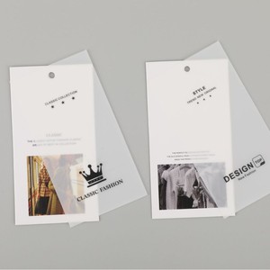 Étiquettes suspendues en plastique transparent givré personnalisées Hongjie, étiquettes vierges imperméables pour vêtements, pulls, production en petites séries - Product Image 1