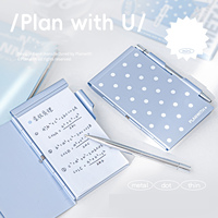 Carnet de notes avec couverture métallique de la série Planwith, bloc-notes à pois avec stylo à bille intégré, planificateur d'horaire quotidien, papeterie