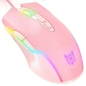 ONIKUMA CW905 RGB Bercahaya Optical Gamer Mice Kabel Pink Gaming Mouse untuk Profesi Gamer
