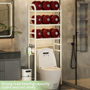 Nouvelle étagère de rangement extensible à 3 niveaux pour salle de bain, à poser au-dessus des toilettes, avec paniers et étagères réglables, organisateur gain de place au-dessus des toilettes - Product Image 4