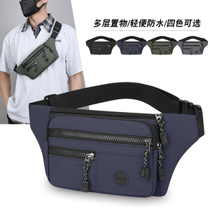 Men's Fanny Pack Multi Layer Solid Color Lightweight Portable Waist <b>Bag</b> For Business Travel - Product Image 5