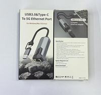 Adaptador de Red Gigabit USB 3.0 Tipo-C 2.5G/5G con Puerto Ethernet RJ45, Convertidor de Red Externo con Cable de 2500/5000 Mbps para Escritorio