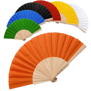 Abanico Plegable de Cuero Personalizable - Abanico Portátil para Bodas y Eventos (<span class=keywords><strong>CALESA</strong></span>) (Naranja, Paquete de 10) (China) - Product Image 1