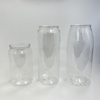 Canette en PET transparente ronde de 330 ml (11 oz) pour boissons gazeuses, vide, en plastique transparent, avec couvercle facile à ouvrir