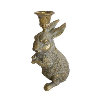 عتيق ذهبي حيوان أرنب راتنج حامل شمعدان ديكور طاولة غرفة المعيشة موقد عباءة ديكور عيد الميلاد - Product Image 5