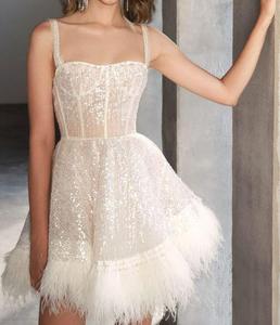 महिलाओं एक-लाइन पार्टी सेक्सी स्तन रैप स्लिप फीथर स्क्वेन ड्रेस - Product Image 2