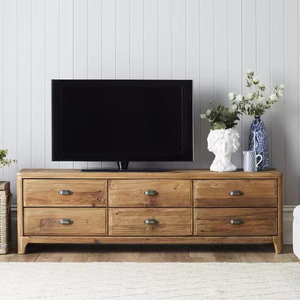 Reclaimed Wood Home Furnishings Six Drawers <strong>TV</strong> <strong>Stand</strong> Old <strong>Pine</strong> Wood End of Bed <strong>TV</strong> <strong>Stand</strong> - Product Image 1