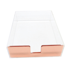 Rõ ràng <span class=keywords><strong>Acrylic</strong></span> Rose Gold Máy tính để bàn Khay giấy thời trang 5mm dày Tạp Chí Lưu trữ giỏ nộp hồ sơ sản phẩm - Product Image 3