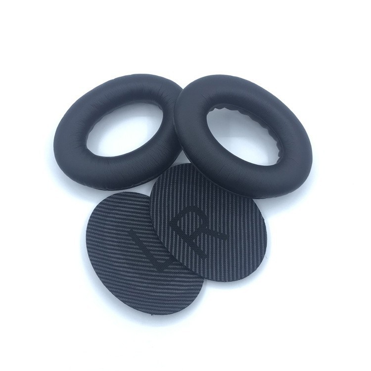 Embouts en cuir protéiné noir QC35 + tampons en coton noir QC35