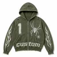 Sweat à capuche vintage personnalisé pour homme, grandes tailles, avec fermeture éclair, en coton épais de haute qualité, fabriqué par un fabricant