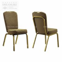 Chaise de banquet de haute qualité avec structure en métal doré et revêtement en tissu marron pour mariage, événement, location, hôtel, commande en gros