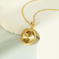 Collier Pendentif Disque Trèfle en Argent Sterling S925 Plaqué Or 18K Haut de Gamme, Diamant, Luxe Léger, Vente en Gros, Bijoux, Colliers