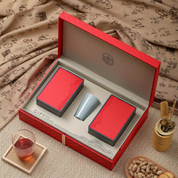 Boîte à thé en cuir de luxe de la série Grand Joyful, ensemble double avec pot en céramique et pot recouvert de cuir pour bonbons et shopping