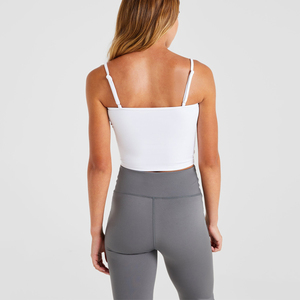 Chaleco CORTO BÁSICO ligero para <span class=keywords><strong>mujer</strong></span>, camiseta sin mangas de Yoga suave elástica de nailon personalizada, postes de espagueti ajustables transpirables en la parte delantera - Product Image 2