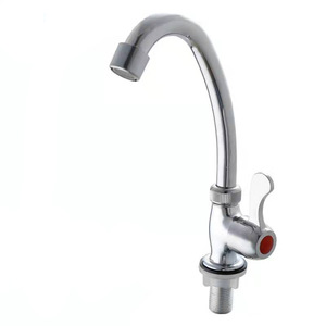 Kitchen Faucet Single Handle Ceramic Core Deck Mounted Modern Style Easy Installation Single Cold Water - Product Image 1