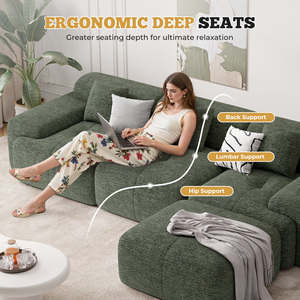 Modern L-Shaped Modular Sofa Bed with Chenille Cover Sponge-Filled Convertible Design Durable Eco-Friendly for Hotel Use - Product Image 4