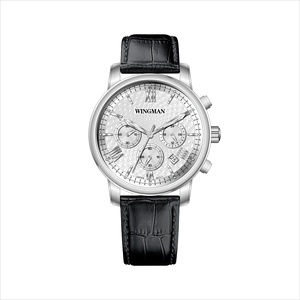 Montre-bracelet en cuir pour hommes, personnalisé avec 6 aiguilles super lumineuses, étanche, chronographe, en acier inoxydable, fermoir papillon - Product Image 5