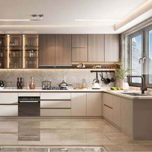 Juego de Muebles de Cocina Pequeños con Fregadero y Grifo, Proveedor de Muebles de Cocina de Melamina, Gabinetes de Cocina Modernos con Acabado Mate - Product Image 2