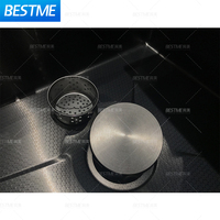 Ensemble d'éviers de cuisine modernes multifonctionnels carrés en acier inoxydable faits à la main Nano Black Robinet à cuvette unique Style cascade
