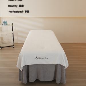 Feuilles de table de <span class=keywords><strong>massage</strong></span> plates en <span class=keywords><strong>flanelle</strong></span> grande serviette de bain 230x120cm couverture légère pour salon de beauté SPA blanc avec logo - Product Image 2