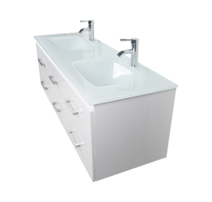 Bassin en verre Super blanc, robuste et anti-poussière, armoire de salle de bains en Pvc personnalisée au mur, MDF - Product Image 1