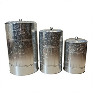 Best Quality Designer Galvanized Container 3 Pcs Household <b>Kitchen</b> and Tabletop <b>Storage</b> Canister Latest Arrival - Product Image 1