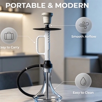Ensemble de chicha moderne en acier inoxydable avec miroir, fumée douce, coffret cadeau