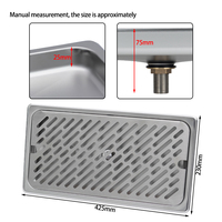Plateau de récupération des gouttes de bière en acier inoxydable avec drain, rectangulaire, à encastrer dans l'évier de cuisine, plateau de récupération des gouttes en métal pour machine à expresso, 425 mm