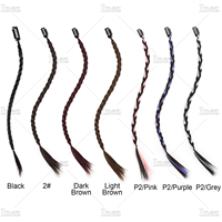 Clip dans les extensions de cheveux tressés pour femmes 18 pouces Clip dans les tresses postiches tressées synthétiques pour la fête costumée quotidienne noir marron