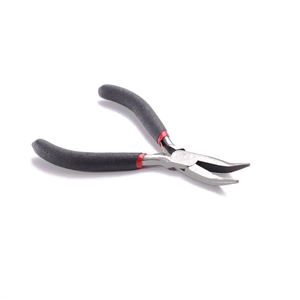 湾曲した鼻プライヤー黒ハンドルDIYハンギング機器ジュエリー製造ツールスチール製 - Product Image 1