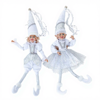 SOTE vente chaude elfe de noël 60CM/24 pouces argent étincelant fille garçon poupées suspendus ornements d'arbre de noël