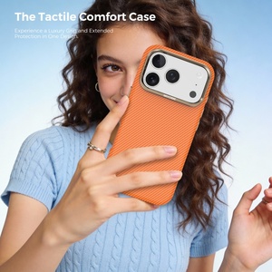 Funda Magnética de Cuero con Textura de Fibra de Carbono de Lujo para iPhone 17 14 15 16 Pro Max 17 Air, Funda Protectora con Carga Inalámbrica - Product Image 5