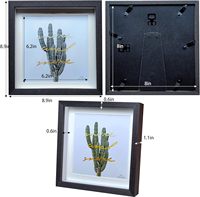 Cadre photo en bois MDF noyer noir et blanc Boîte d'ombre 3D profonde avec cadre d'art décoratif en verre véritable