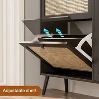 Meuble à chaussures haut en chêne clair avec tiroirs rabattables en rotin pour entrée - Vente en gros