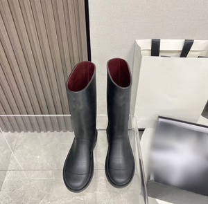 Bottes mi-mollet de luxe pour femme en cuir véritable, semelle extérieure en caoutchouc, imperméables, à enfiler, solides, été/printemps, haute qualité - Product Image 5