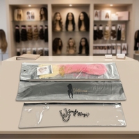 Sac à fermeture éclair en PVC transparent personnalisé 50x8cm pour emballage de perruques et extensions de cheveux avec logo