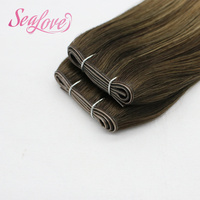 Extensions de cheveux humains vierges OEM Double Drawn Xo Weft Machine Weft Pu Wefts, couleur brun froid, type papillon, 30 pouces