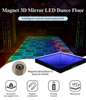 Plancher de danse LED magnétique sans fil en verre trempé 3D, IP65, blanc chaud, avec lumières mobiles et laser pour mariages, fêtes et éclairages de scène
