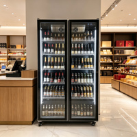 Réfrigérateur Vitré Commercial Plein Écran pour Supermarché, Vitrine Réfrigérée pour Boissons Énergisantes, Vins et Bières