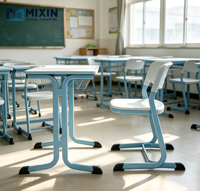 Ensemble Chaise et Table d'Apprentissage Scolaire avec Cadre en Acier, Plateau Multi-Niveaux et Tiroir Tubulaire – Mobilier Essentiel pour Salle de Classe