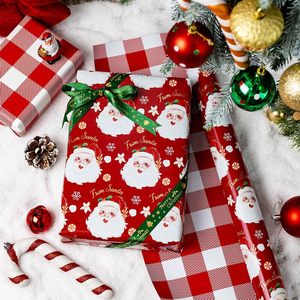 Papier d'emballage de Noël rouge réversible avec motif de grille du Père Noël, 17 pouces x 32,8 pieds, papier d'emballage pour cadeaux et artisanat - Product Image 2