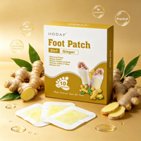 Patchs de pieds aux herbes de gingembre 2-en-1, extrait naturel, soulagent la fatigue, améliorent le sommeil, éliminent les odeurs, logo personnalisé OEM